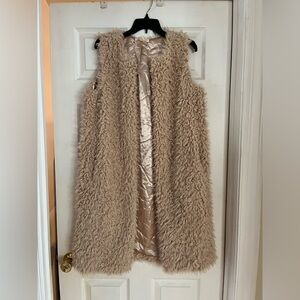Faux fur long vest